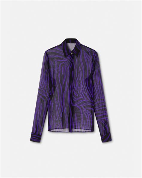 Versace Zebra Sheer Silk Shirt 